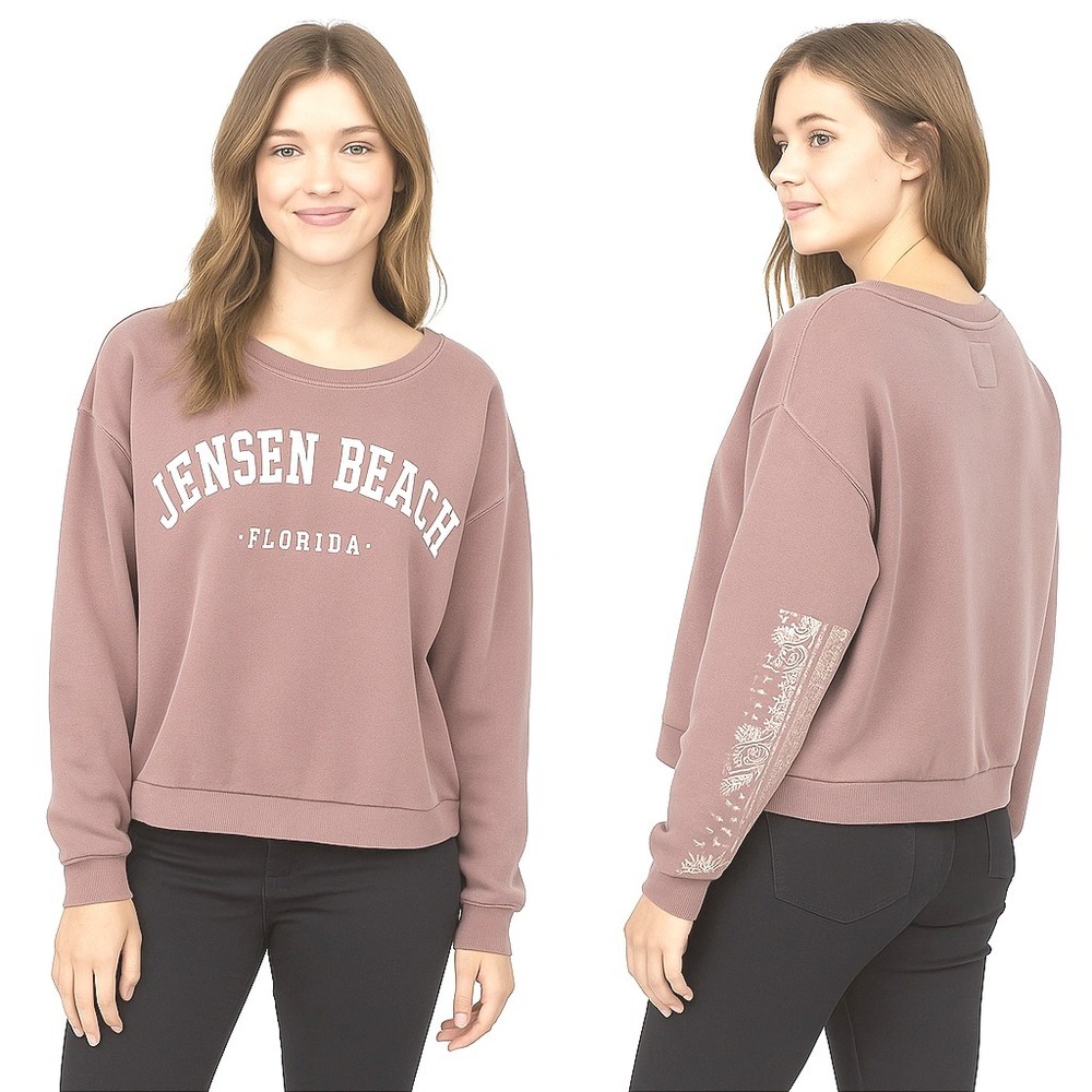 Sea La La Sweatshirt Medium‎ Dusty Rose Jensen Beach Florida Paisley Pullover